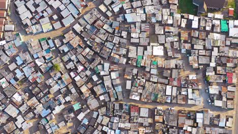 straight down high aerial over ramshackle township of gugulethu one of the poverty stricken slums ghetto or townships of south africa