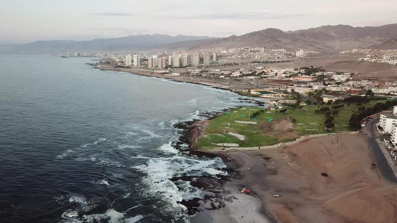 Antofagasta Chile. Aerial View of Coastal City on Pacific Ocean Under Atacama Desert Hills