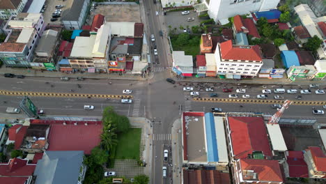 busy intersection in downtown siem reap cambodia