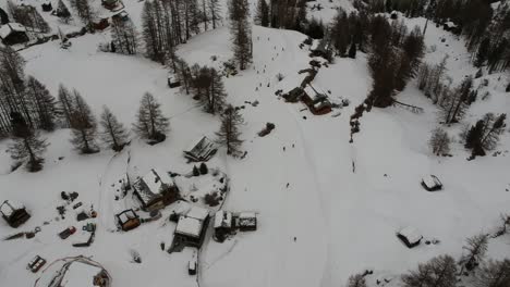 Aerial-views-of-the-swiss-city-of-Zermatt-in-winter