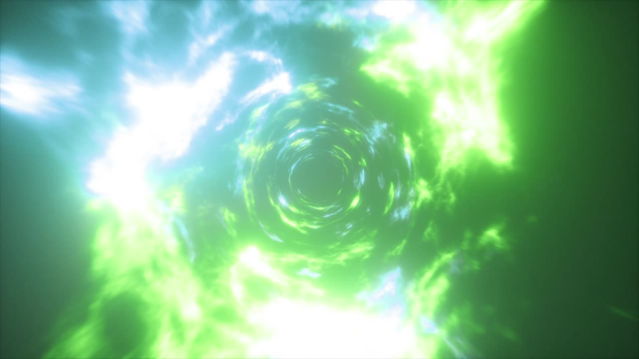 volando in un colorato tunnel di energia astratta