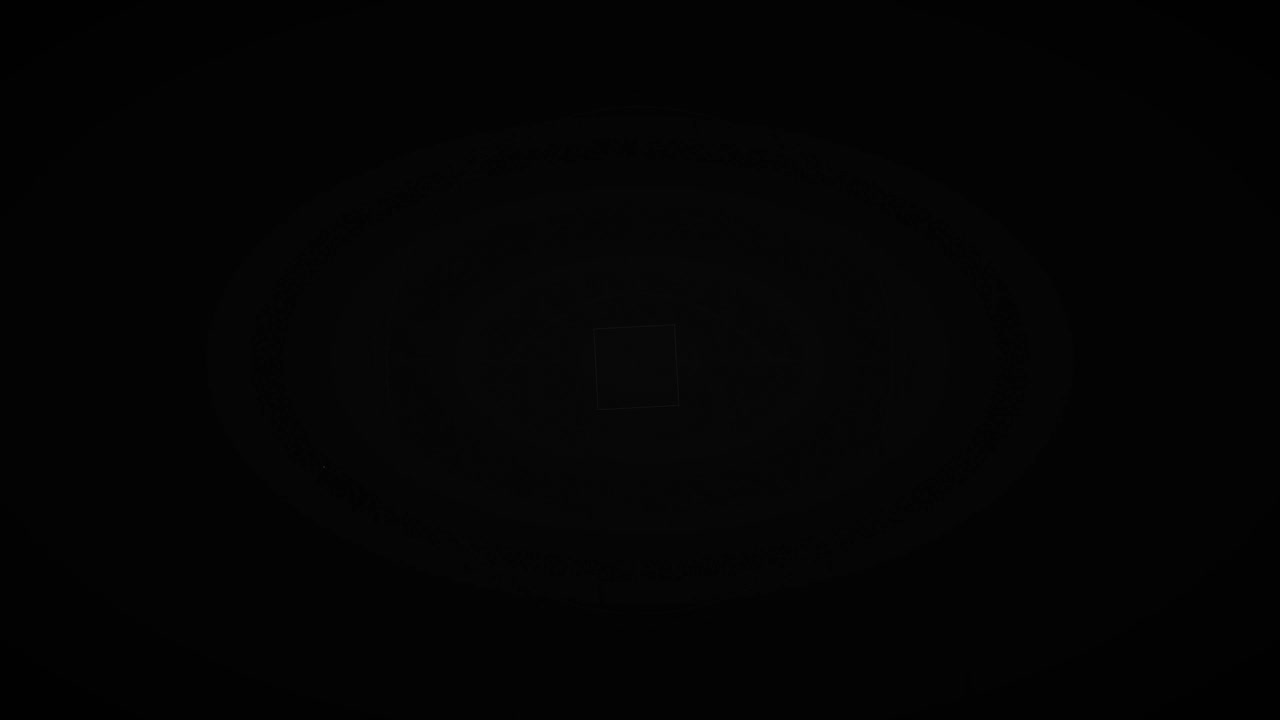 Abstrakte, minimalistische, rotierende quadratische Form auf dunklem Hintergrund