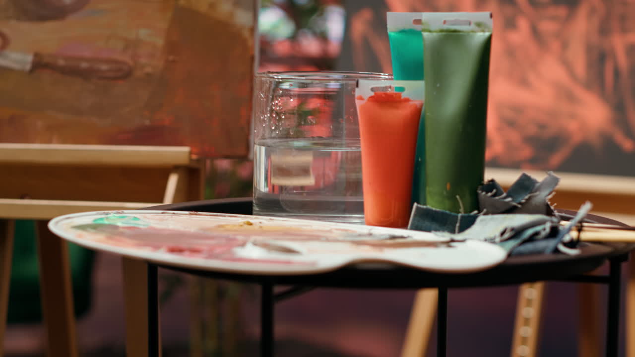 Close-up of Art Supplies on a Table