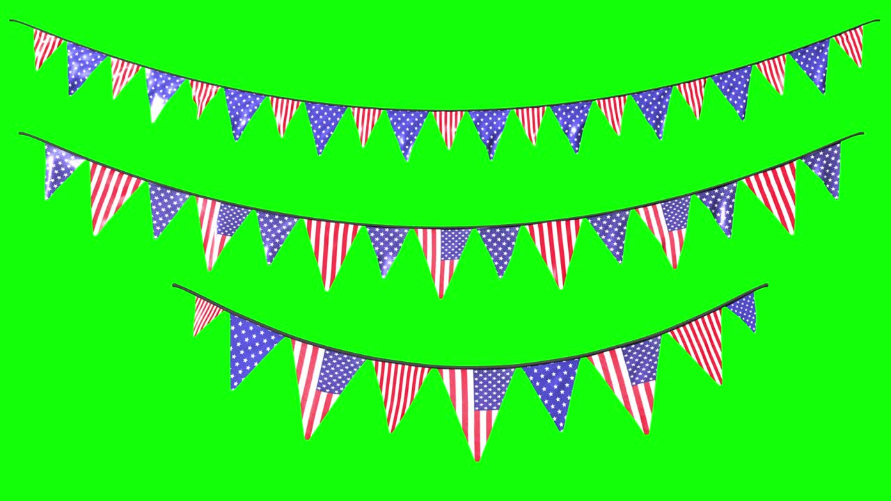 미국 독립의 날을 기념하기 위해 국가 장식품을 매달고 있습니다. 7 월 4 일 알파 채널과 함께 녹색에