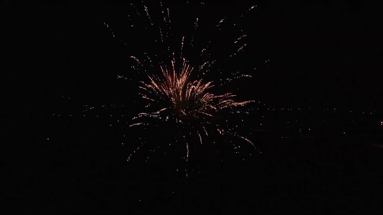 Aerial shot of fireworks at night
