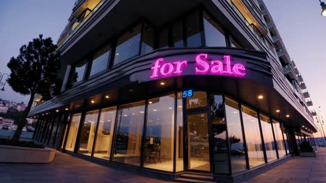 modern apartment building for sale at sunset