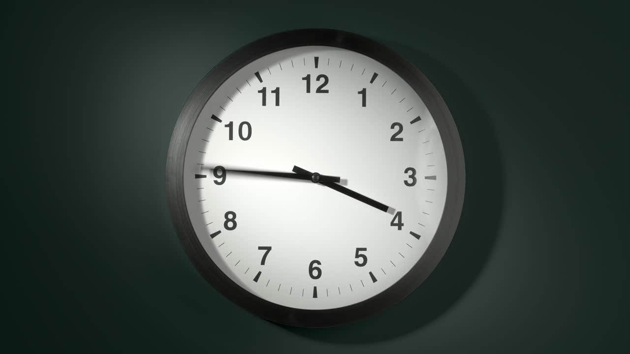 Clock Face on Dark Green Wall in Time Lapse