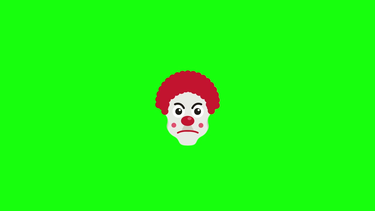 Faccia di clown animata che mostra espressioni felici e tristi