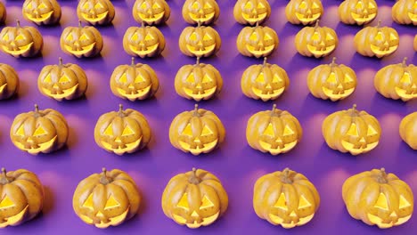 Halloween-Kürbis-Dekorationsmuster-Auf-Violettem-Hintergrund