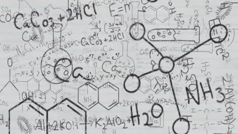 animation of mathematical and scientific data processing over white background