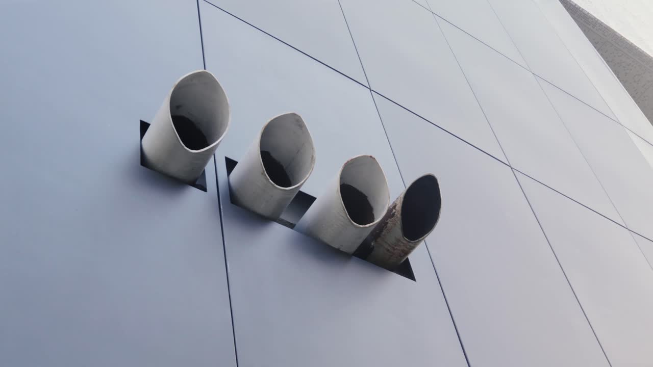 Pipe duct outside modern office for ventilation