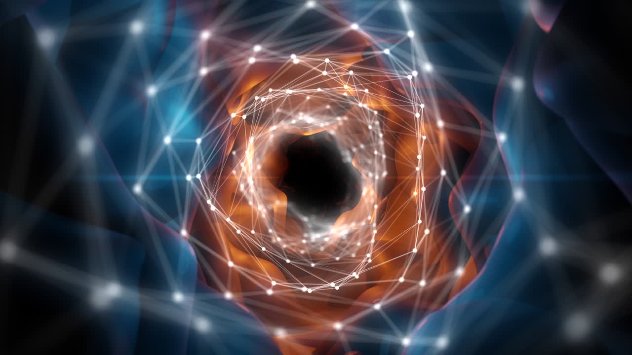 Abstract tunel with shapes and plexus loop