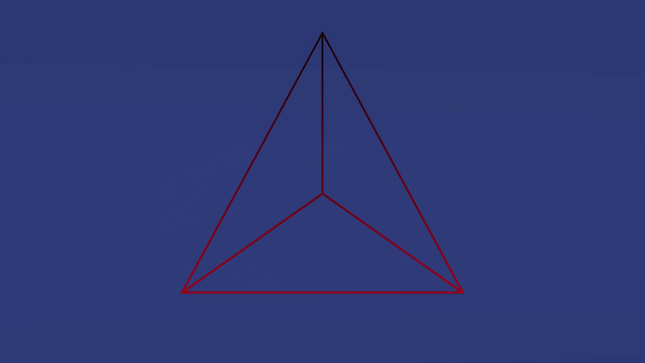 파란색 배경에 움직이는 삼각형의 애니메이션