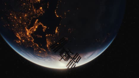 international space station in outer space over the planet earth orbit