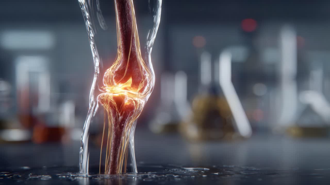 A Stunning Visual Representation of a Knee Joint, Showcasing the Dynamic Interaction of Bone and Ligament Structures in a Scientific Laboratory Setting