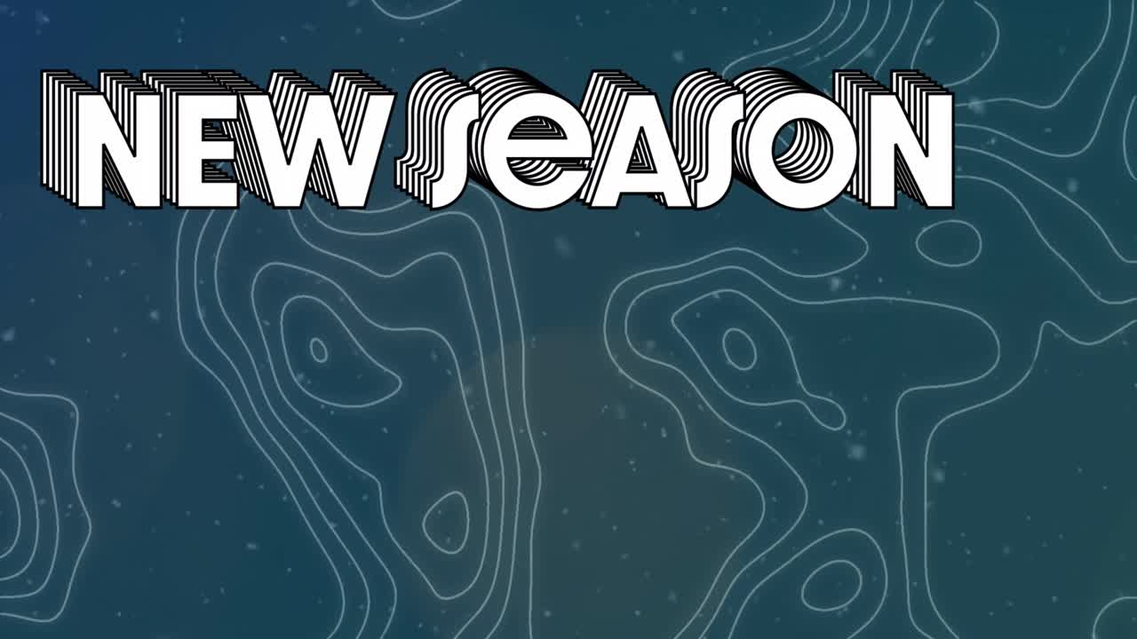 백색 문자로 새 시즌 텍스트의 애니메이션 백색 지도 선을 배경으로