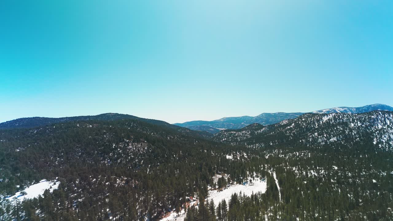 Mountains Covered With Lush Forest In Big Bear Lake In San Bernardino County, California, USA. Aerial Drone Shot