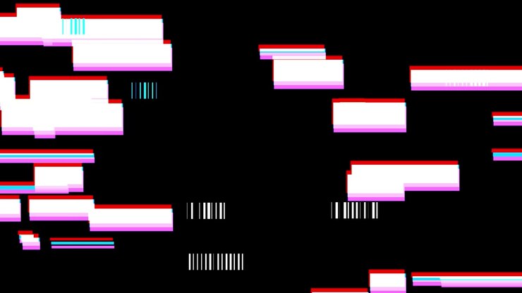 Digitaler Glitch-Effekt mit horizontalen Linien und Datenrauschen