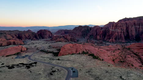 stunning aerial view of a road in snow canyon state park, utah, usa