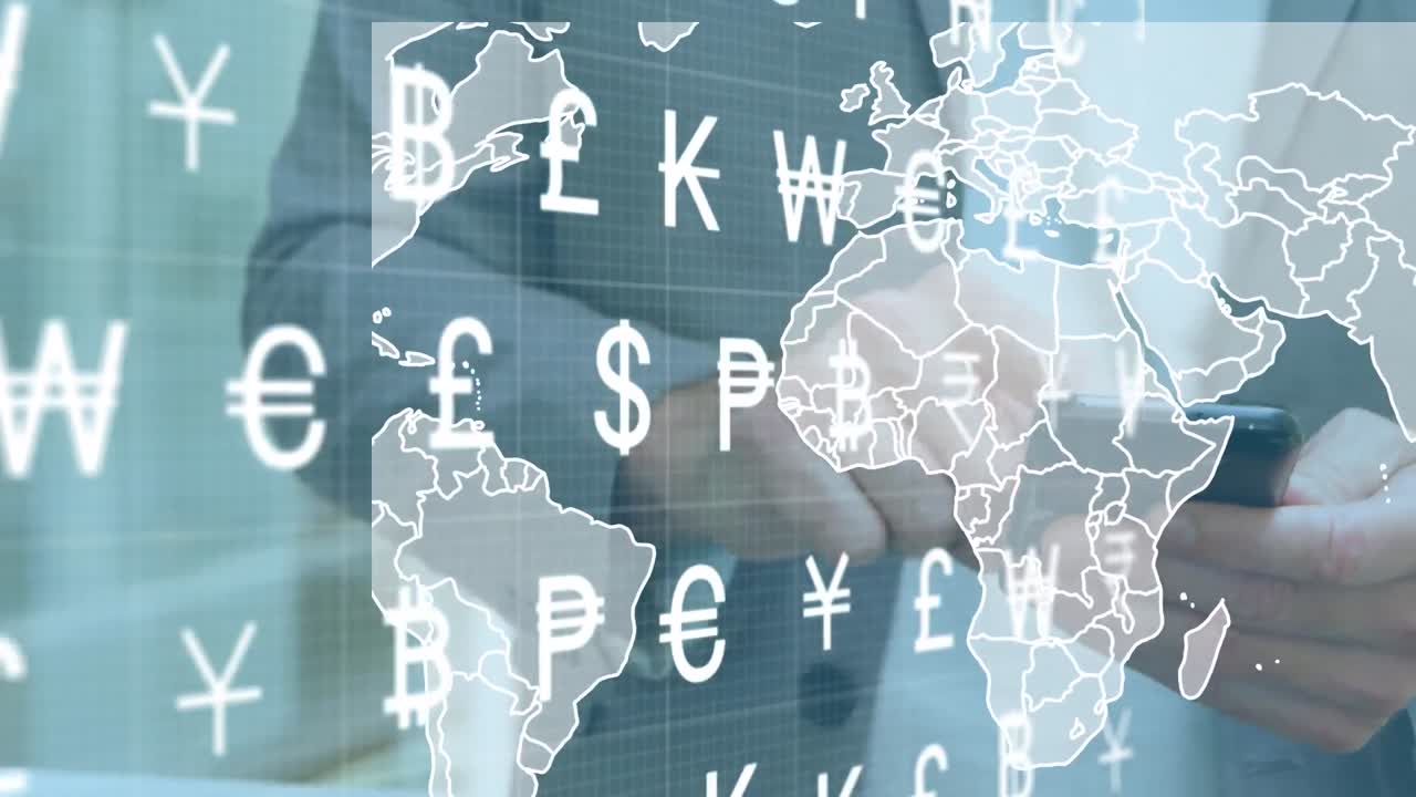 암호화폐의 애니메이션은 세계 지도를 통해 노래합니다.