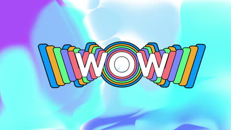 animación del texto wow sobre fondo azul