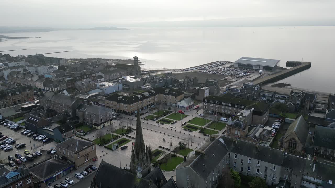 Aerial Flyover of The Town Helensburgh, Scotland