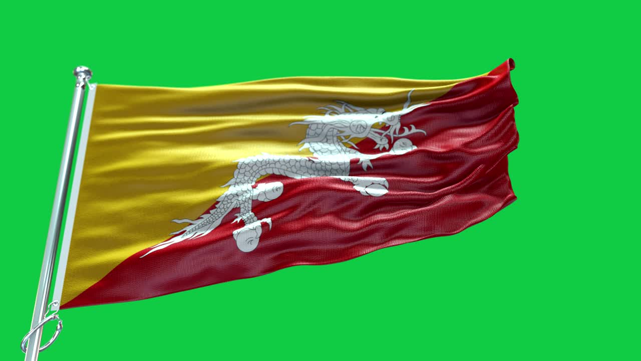 4k bandera muy detallada de bután - bandera de bután alto detalle - bandera nacional patrón de ondas de bután elementos en bucle