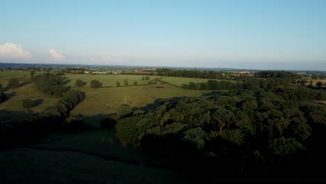 aerial view of rolling hills and farmland