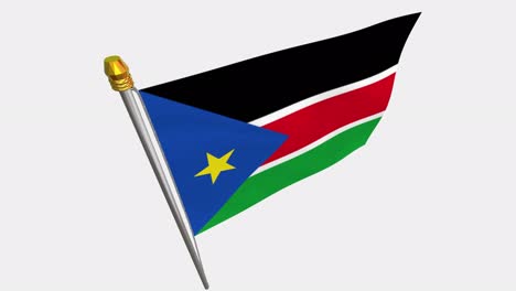 loop video of south sudan flag  fluttering in the wind, slow motion video of 4k , with alpha channel