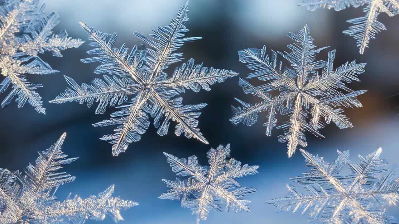 Intricate Snowflakes Captured in a Frosty Atmosphere Highlight the Beauty of Winter's Frozen Artwork, Featuring Delicate Patterns and Crystal Clarity