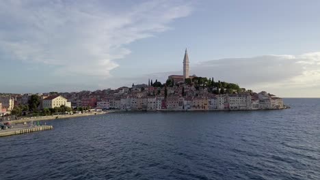 AERIAL:-Rovinj-church-in-Croatia