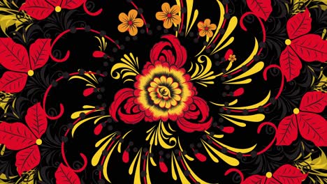 vibrant floral pattern in russian folk art style