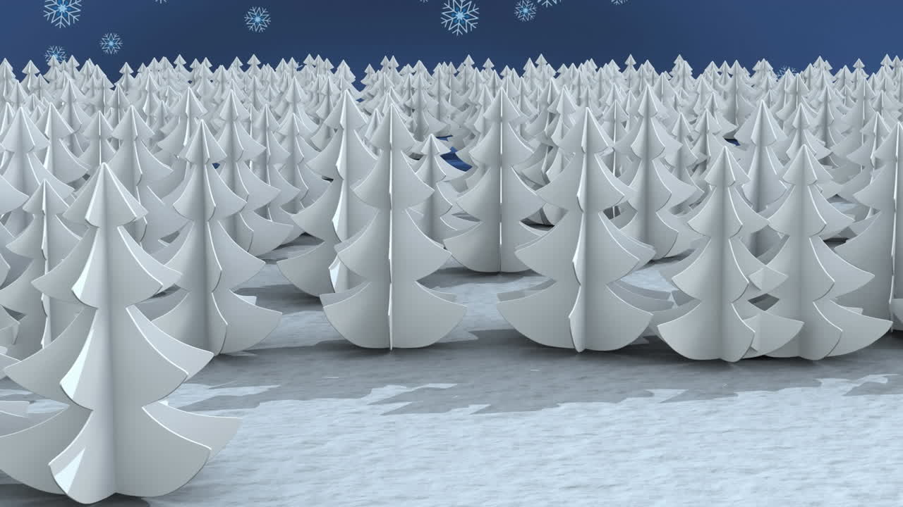 겨울 풍경 위에 내리는 눈의 애니메이션