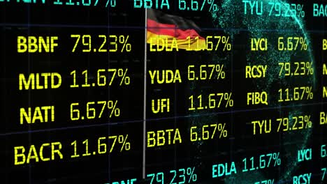 Animation-of-financial-data-processing-over-flag-of-germany