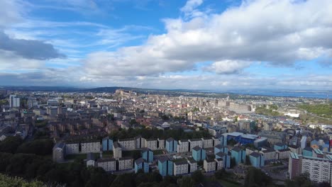 top of arthurs seat edinburgh aerial panning
