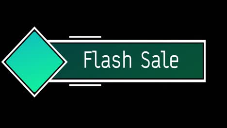 texto de venta de flash blanco y verde que aparece contra una pantalla negra