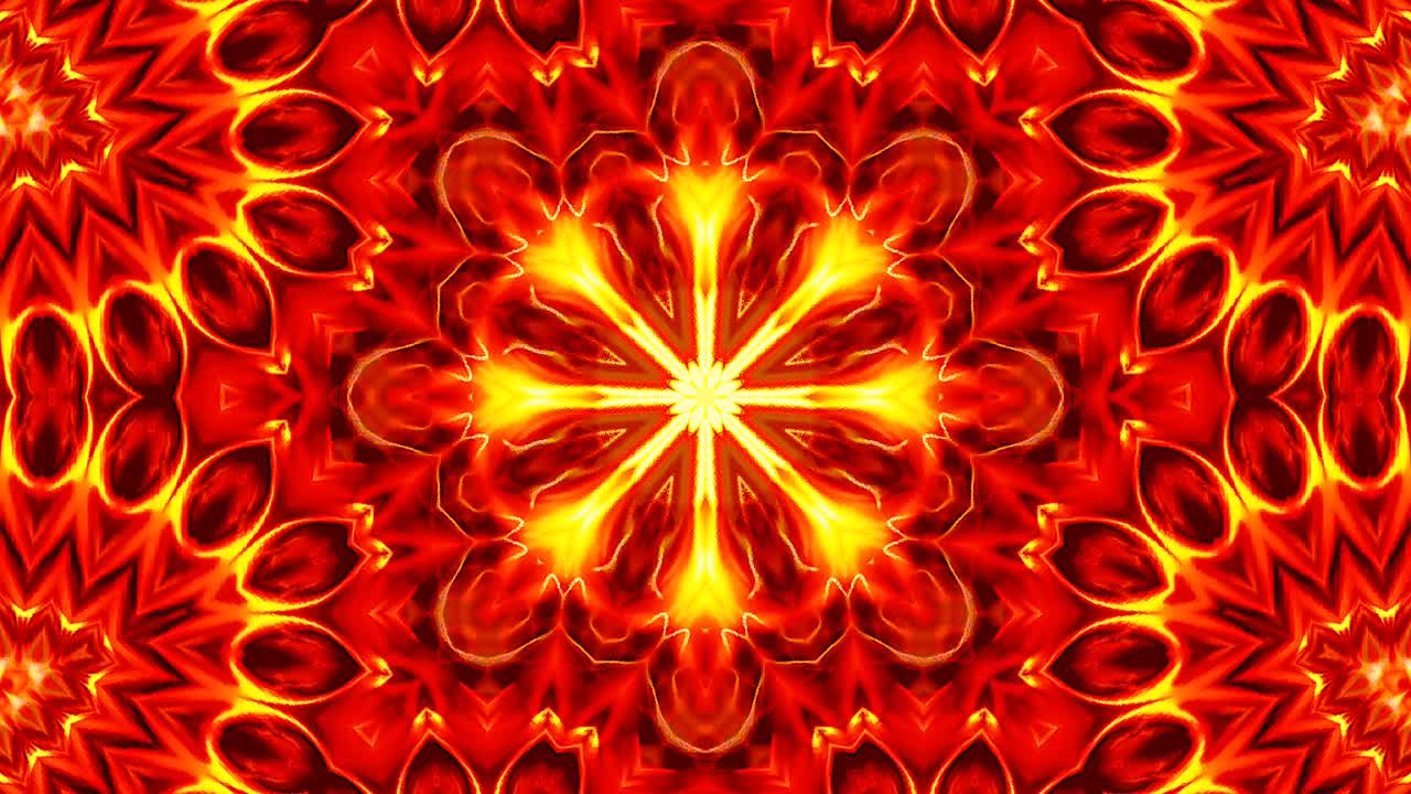 hermoso color rojo abstracto caleidoscopio que brilla, una luz radiante que regula los movimientos sutiles