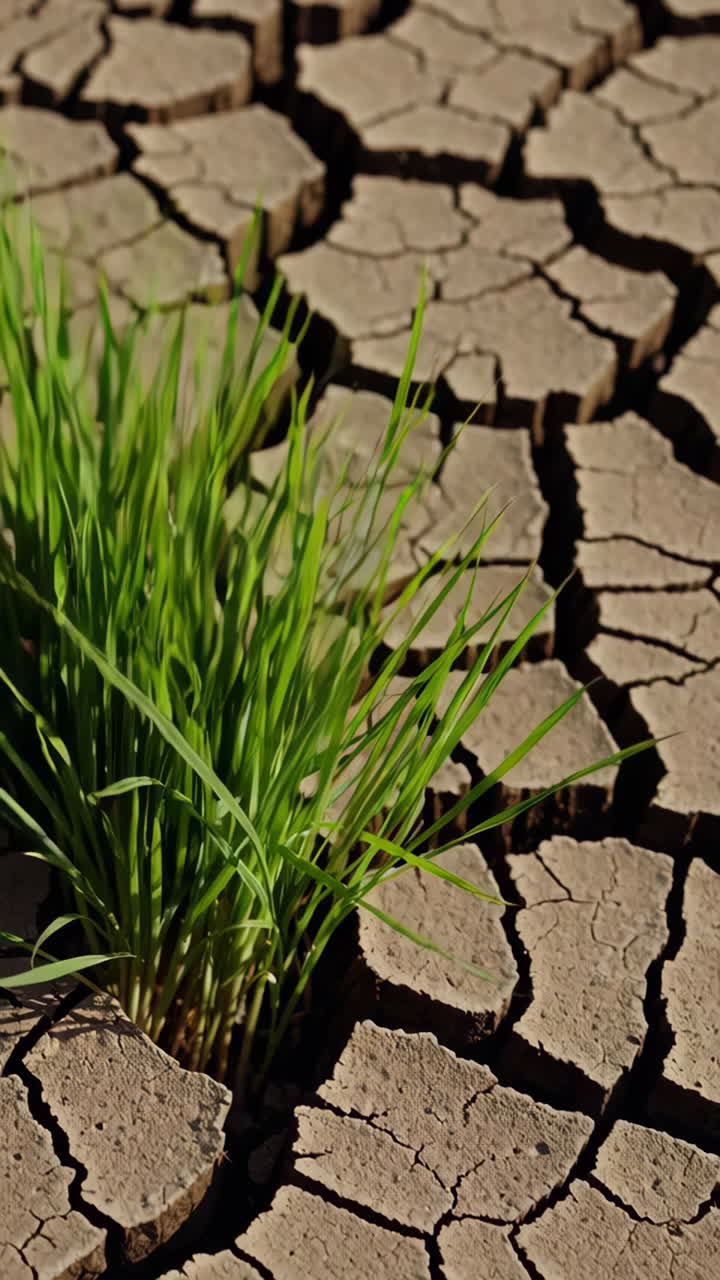 Grass Growing Through Cracked Earth