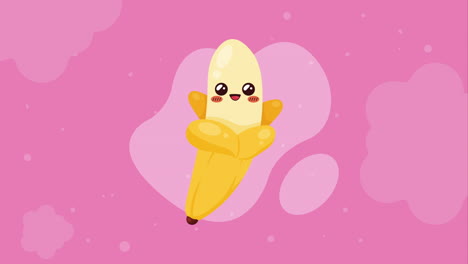 fresh banana fruit kawaii character animation