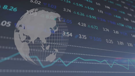 animation of financial data processing over globe