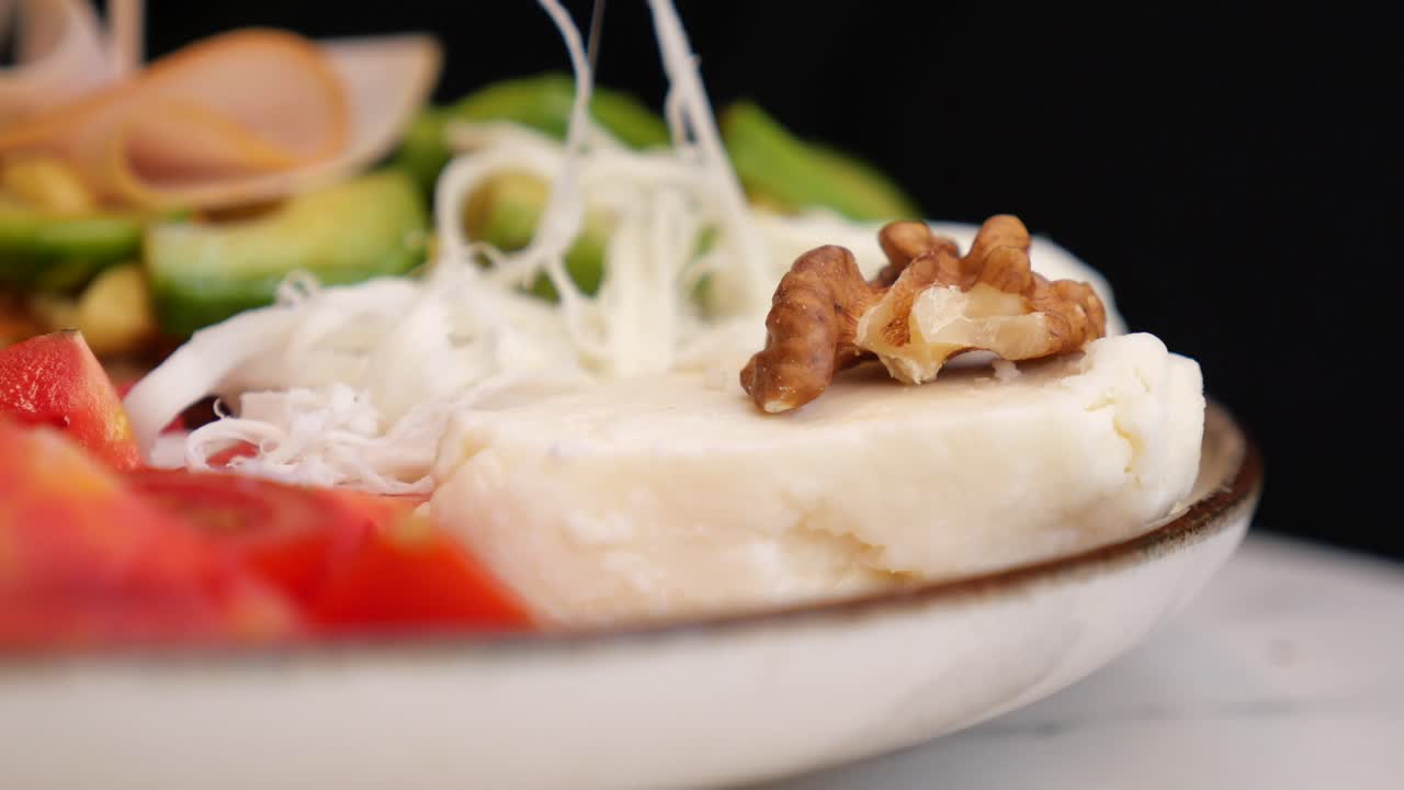 Healthy Salad with Cheese and Walnuts