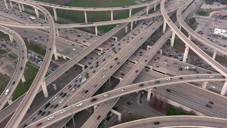 establishing aerial shot of i-10 freeway and beltway 8 freeway in houston