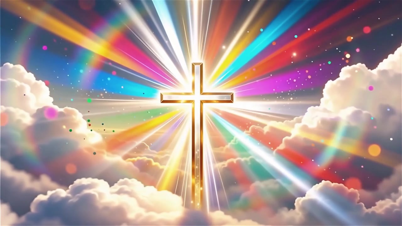 Cruz Cristiana con Luz Celestial, Fondo para Adoración.