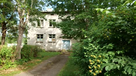 steadycam shot of abandoned house in a lonely village