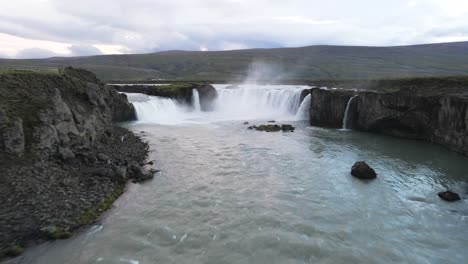 explore iceland with 4k drone footage of goðafoss waterfall