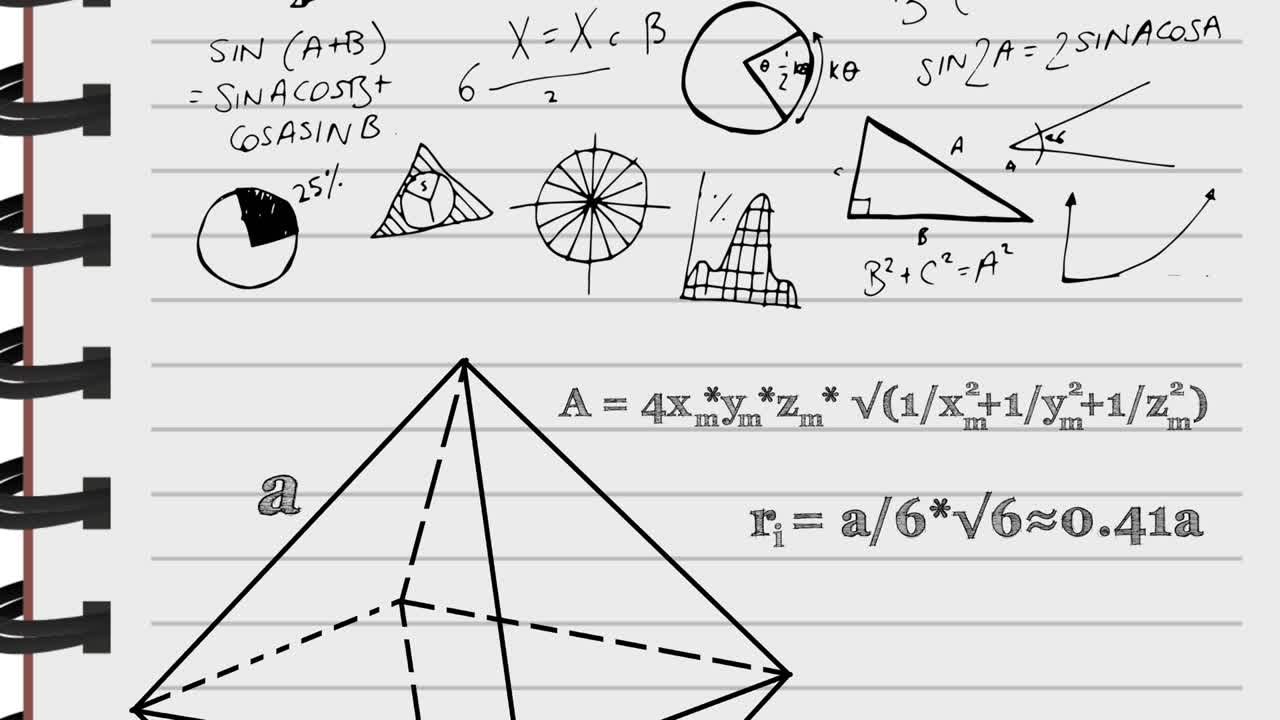 ⁇  배경에서 움직이는 수학 방정식의 애니메이션