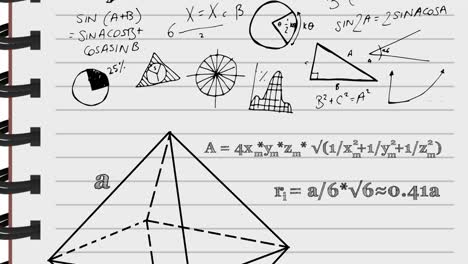 animación de ecuaciones matemáticas que se mueven sobre fondo blanco