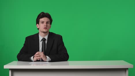 news anchor on green screen