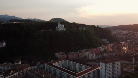 Aerial-View-Of-Castle-Gutsch-On-The-Hills-Of-Gutschwald-In-Lucern