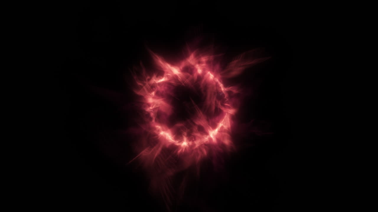 Red Magic Fire Chaotic Abstract Portal with Flickering Flame Particles in Circle Shape. Motion Graphic Simulation Background 4K.